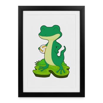 Lizard Volleyball Player Volleyball - Framed poster (27 × 37 cm) - black - Front