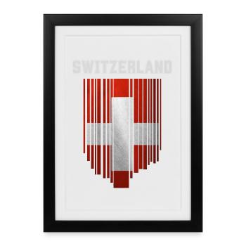 Drapeau de la Suisse, fierté suisse - Affiche encadrée (27 × 37 cm) - noir - Devant