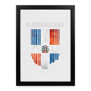 Drapeau de la République dominicaine, fierté dominicaine - Affiche encadrée (27 × 37 cm) - noir - Devant