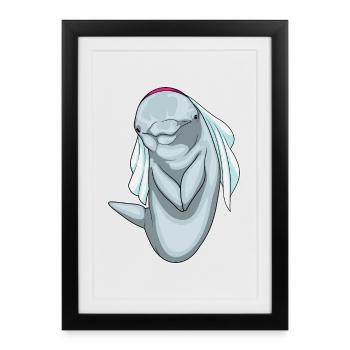 Dauphin voile de mariée mariage - Affiche encadrée (27 × 37 cm) - noir - Devant