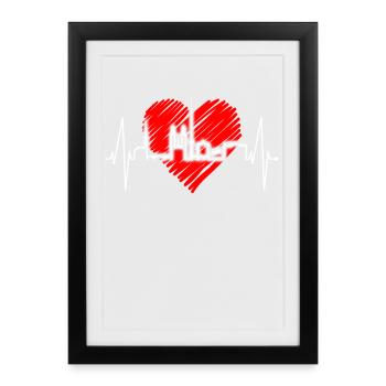 Zurich Skyline Heartbeat Suisse Amour Amour Zurich - Affiche encadrée (27 × 37 cm) - noir - Devant