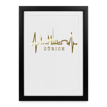 Zurich Skyline Heartbeat Switzerland Love Love Zurich - Framed poster (27 × 37 cm) - black - Front