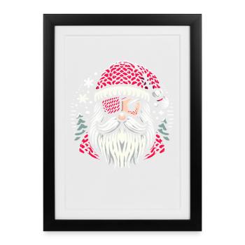 Santa Claus Knitting Pattern with Eye Patch - Framed poster (27 × 37 cm) - black - Front
