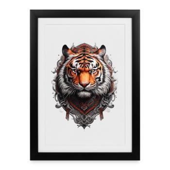 Bengal tiger head style Viking tattoo - Framed poster (27 × 37 cm) - black - Front