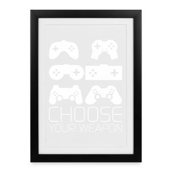Choose Your Weapon Gamer Shirt Video Game Gaming - Framed poster (27 × 37 cm) - black - Front