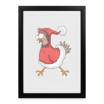 Poulet de Noël Joyeux Noël Poulet - Affiche encadrée (27 × 37 cm) - noir - Devant