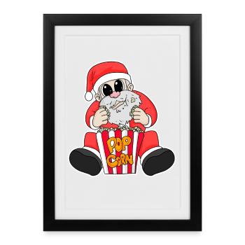 Père Noël Popcorn Noël - Affiche encadrée (27 × 37 cm) - noir - Devant