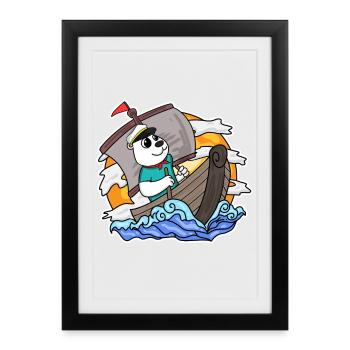 Capitaine Sailor Bear - Affiche encadrée (27 × 37 cm) - noir - Devant