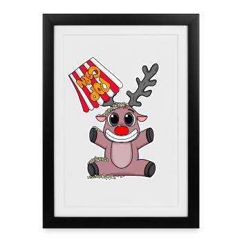 Popcorn Cinéma Cerf Noël - Affiche encadrée (27 × 37 cm) - noir - Devant