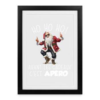 Humour Apéro Pull Moche De Noel Homme Femme - Affiche encadrée (27 × 37 cm) - noir - Devant