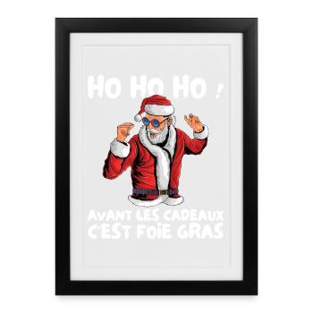 Pull Moche De Noël Père Noel Cadeaux Fois Gras - Affiche encadrée (27 × 37 cm) - noir - Devant