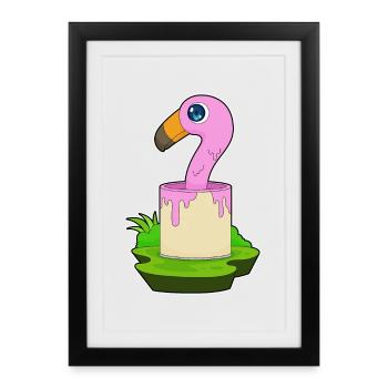 Flamingo Painter Paint Seau de peinture - Affiche encadrée (27 × 37 cm) - noir - Devant