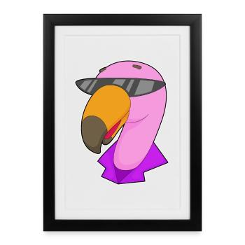 Lunettes de soleil Flamingo - Affiche encadrée (27 × 37 cm) - noir - Devant