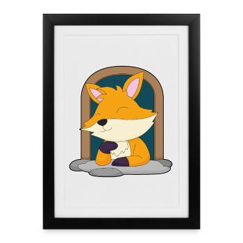 Renard mignon - Affiche encadrée (27 × 37 cm) - noir - Devant