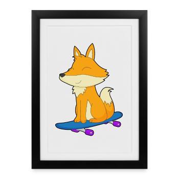 Fox Skater Skateboard Sport - Affiche encadrée (27 × 37 cm) - noir - Devant