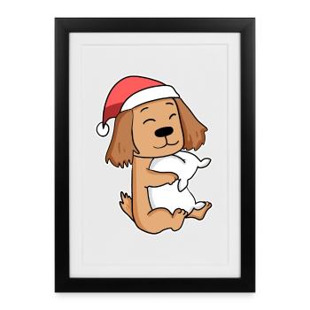 Cocker Spaniel Chien Animal Noël - Affiche encadrée (27 × 37 cm) - noir - Devant