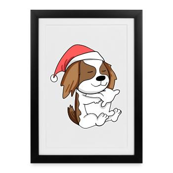 Cavalier King Charles Spaniel chien Animal - Affiche encadrée (27 × 37 cm) - noir - Devant