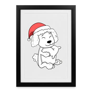 Poodle Dog Animal Christmas - Framed poster (27 × 37 cm) - black - Front