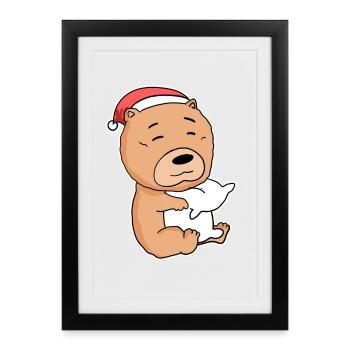 Chow Chow Chien Animal Noël - Affiche encadrée (27 × 37 cm) - noir - Devant