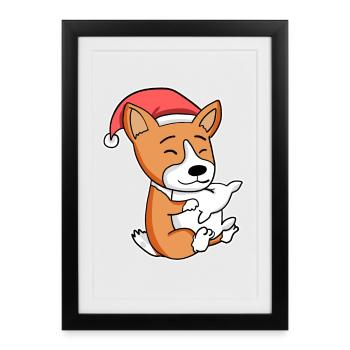 Welsh Corgi Dog Animal Christmas - Framed poster (27 × 37 cm) - black - Front