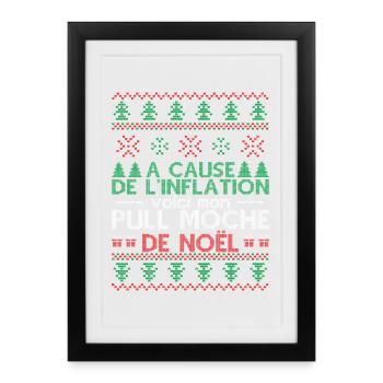 Pull Moche De Noël Humour Cadeau Noel - Affiche encadrée (27 × 37 cm) - noir - Devant