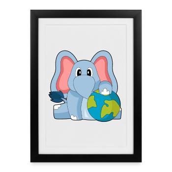 Elephant Earth Globe - Framed poster (27 × 37 cm) - black - Front
