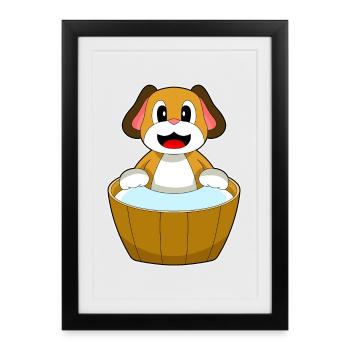 Dog Bathing Bathtub - Framed poster (27 × 37 cm) - black - Front