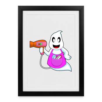 Coiffeur Ghost Halloween - Affiche encadrée (27 × 37 cm) - noir - Devant