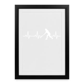 Hockeyspieler Herzlinie - Gerahmtes Poster (27 × 37 cm) - Schwarz - Vorne