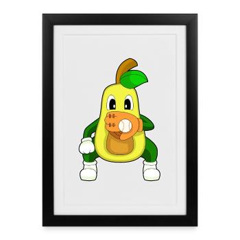Sports de gants de baseball Avocado - Affiche encadrée (27 × 37 cm) - noir - Devant