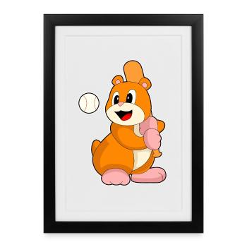 Hamster Baseball Baseball Bat Sport - Framed poster (27 × 37 cm) - black - Front