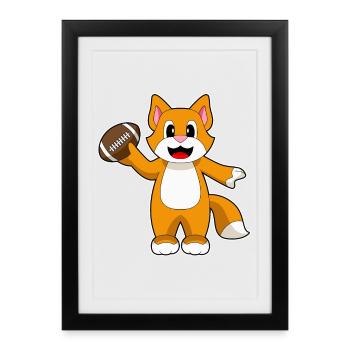 Chat Football Américain Sports - Affiche encadrée (27 × 37 cm) - noir - Devant