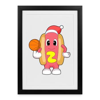 Hotdog Christmas Basketball - Framed poster (27 × 37 cm) - black - Front