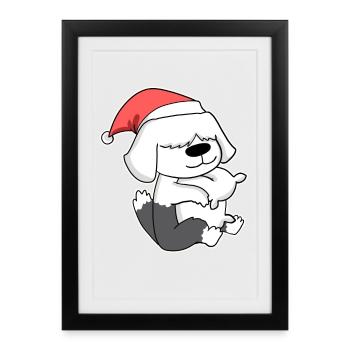 Mouton, Caniche, Chien, Animal, Noël - Affiche encadrée (27 × 37 cm) - noir - Devant