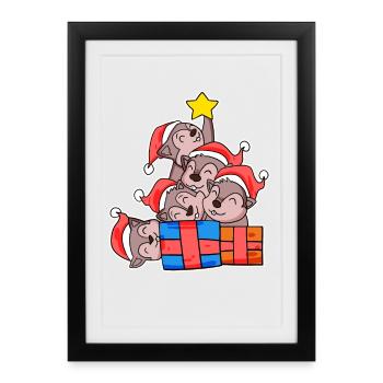 Squirrel Christmas Tree Christmas - Framed poster (27 × 37 cm) - black - Front