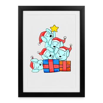 Lapin Arbre de Noël Noël - Affiche encadrée (27 × 37 cm) - noir - Devant