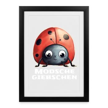 Modschegiebchen Marienkäfer Sächsisch Geschenk - Gerahmtes Poster (27 × 37 cm) - Schwarz - Vorne
