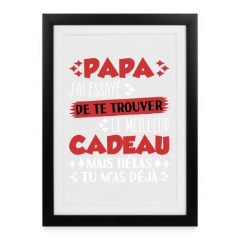 Papa Cadeau Anniversaire Noël Fête Des Pères - Affiche encadrée (27 × 37 cm) - noir - Devant