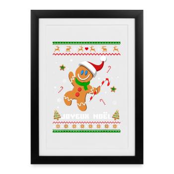 Joyeux Noël Pain D'épice Pull Moche De Noel - Affiche encadrée (27 × 37 cm) - noir - Devant