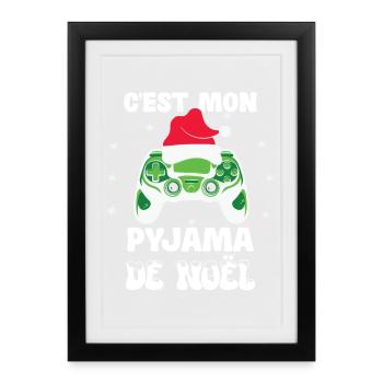 Pyjama de Noël Pour Gamer - Affiche encadrée (27 × 37 cm) - noir - Devant
