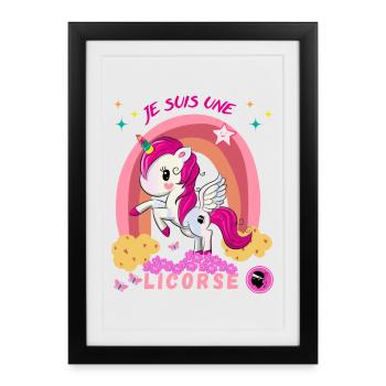 Je suis une licorse licorne Corse licorne Corsica - Affiche encadrée (27 × 37 cm) - noir - Devant
