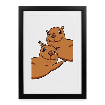 Capybara Wasserschwein - Affiche encadrée (27 × 37 cm) - noir - Devant