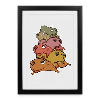 Capybara Tas de Capybara - Affiche encadrée (27 × 37 cm) - noir - Devant