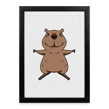 Capybara - Gerahmtes Poster (27 × 37 cm) - Schwarz - Vorne