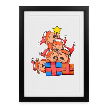 Arbre de Noël Bison Noël - Affiche encadrée (27 × 37 cm) - noir - Devant
