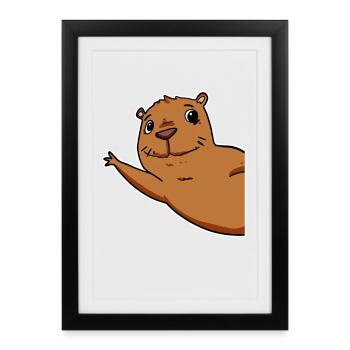 Capybara Wasserschwein - Gerahmtes Poster (27 × 37 cm) - Schwarz - Vorne