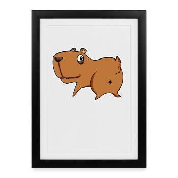 Capybara Wasserschwein - Gerahmtes Poster (27 × 37 cm) - Schwarz - Vorne
