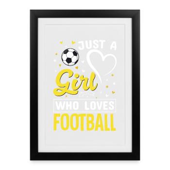 Fille Aime le Football Logo - Affiche encadrée (27 × 37 cm) - noir - Devant