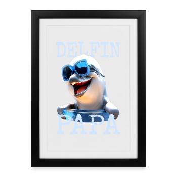 Dauphin Papa Dauphins Fête des Pères Dauphin Papa - Affiche encadrée (27 × 37 cm) - noir - Devant