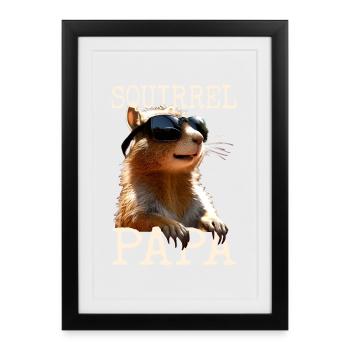 Écureuil Papa Écureuil Papa Fête des Pères Papa Paps - Affiche encadrée (27 × 37 cm) - noir - Devant